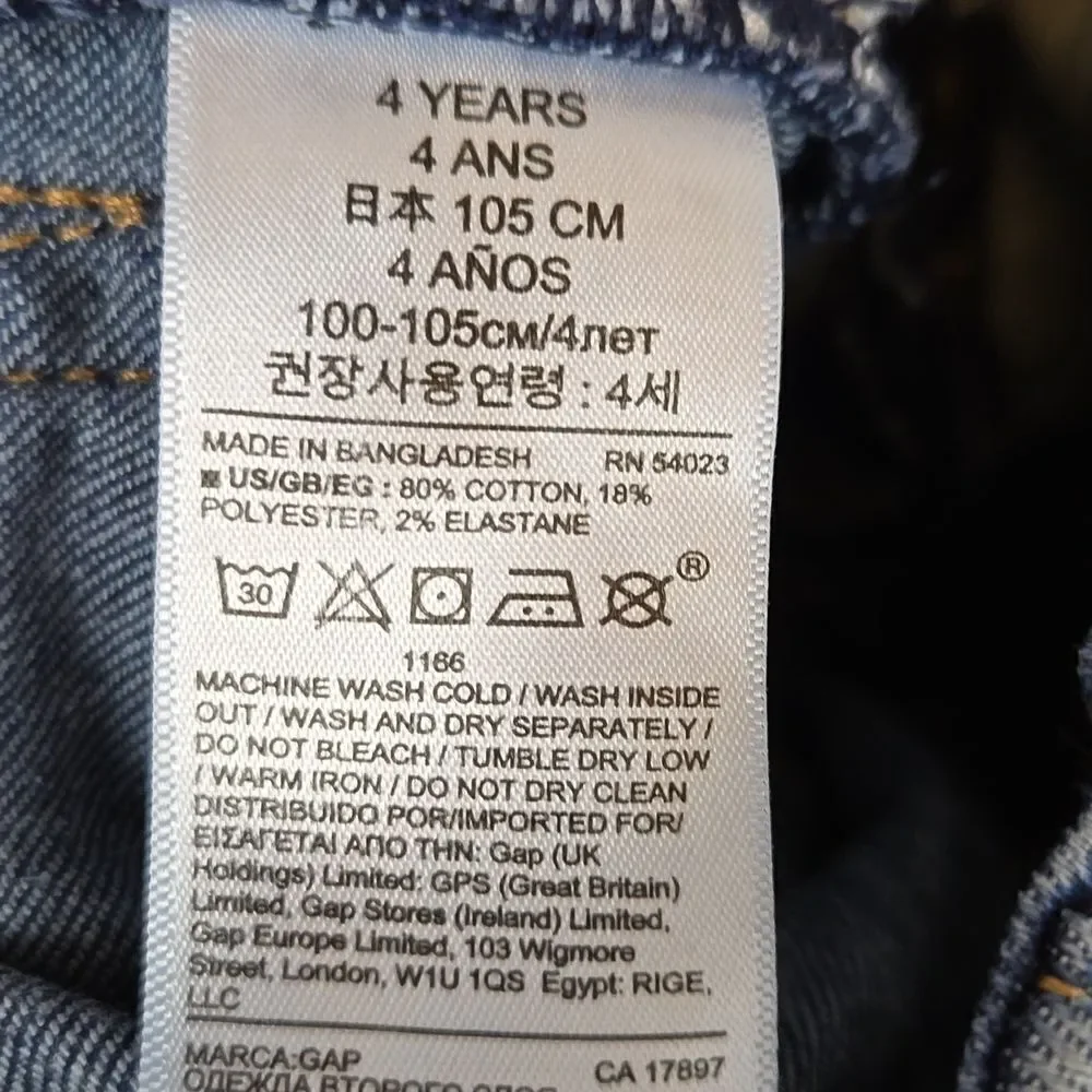 GAP Little Boys Blue Jeans 4 Straight Fit Denim Adjustable Waist Toddler Pants